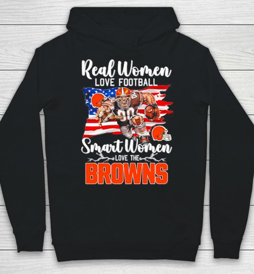 Nfl Real Women Love Football Smart Women Love The Cleveland Browns Mascot America Flag Hoodie