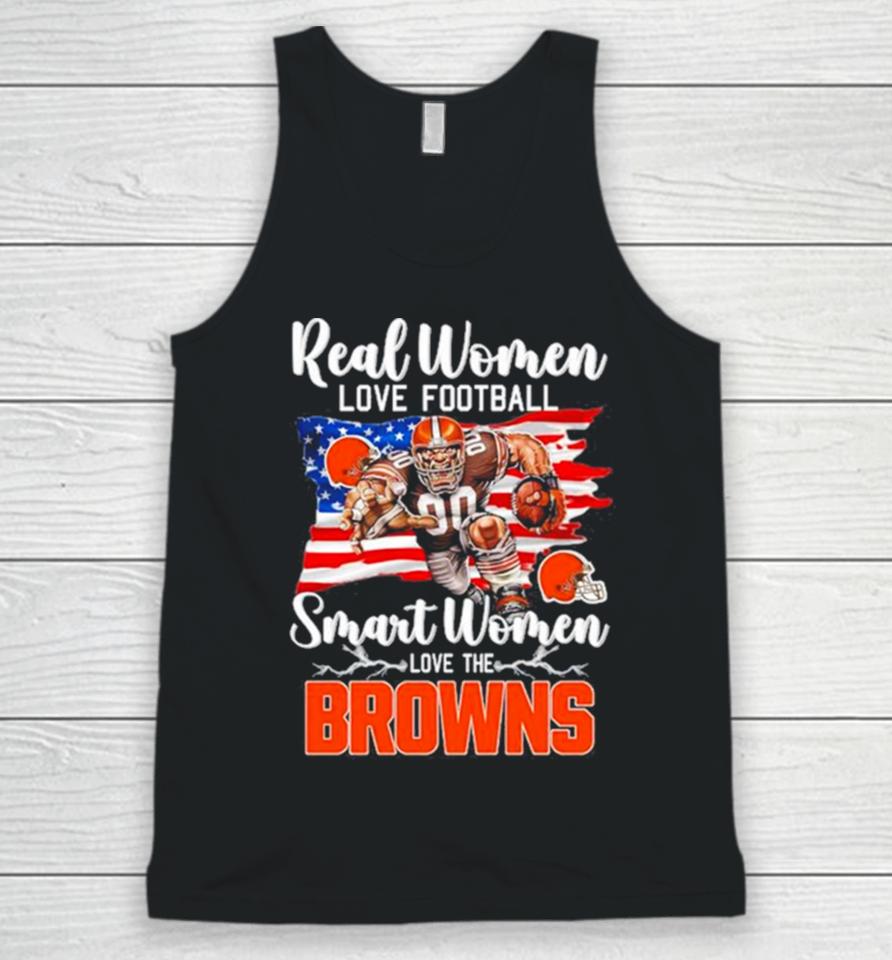 Nfl Real Women Love Football Smart Women Love The Cleveland Browns Mascot America Flag Unisex Tank Top