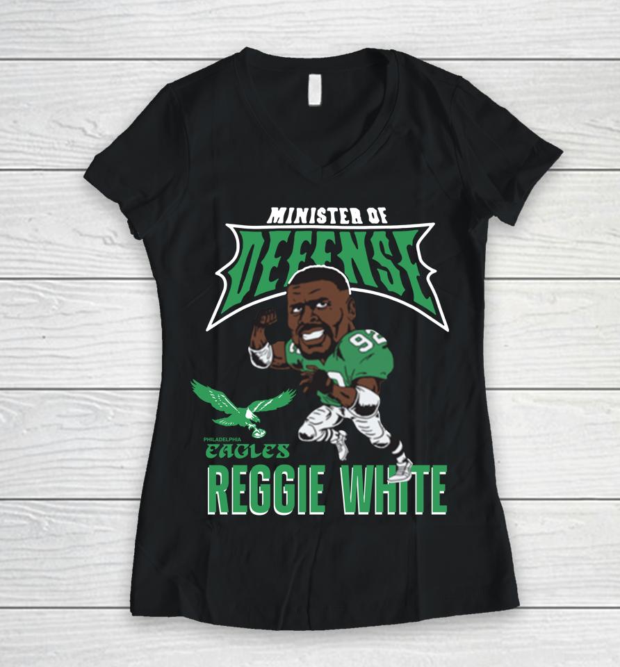 Nfl Reggie White Philadelphia Eagles Caricature Retired Tri-Blend Women V-Neck T-Shirt