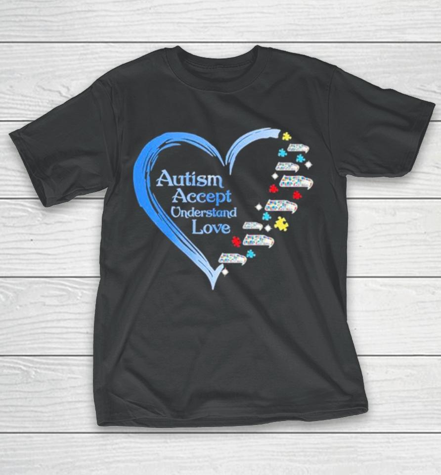 Nfl Seattle Seahawks Autism Accept Understand Heart Love T-Shirt