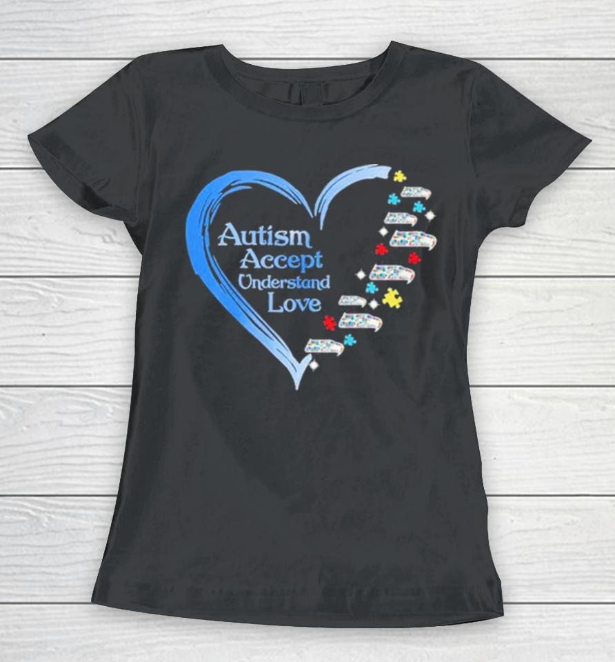 Nfl Seattle Seahawks Autism Accept Understand Heart Love Women T-Shirt