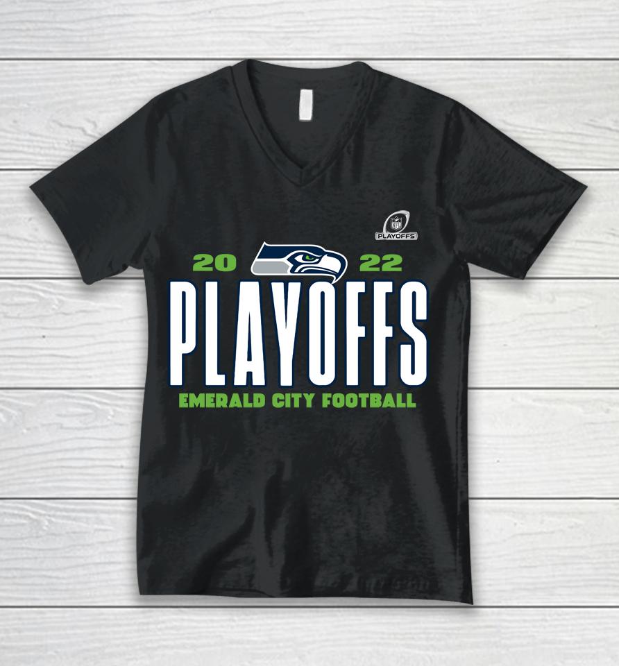 Nfl Seattle Seahawks Fanatics Branded Playoffs Our Time Unisex V-Neck T-Shirt
