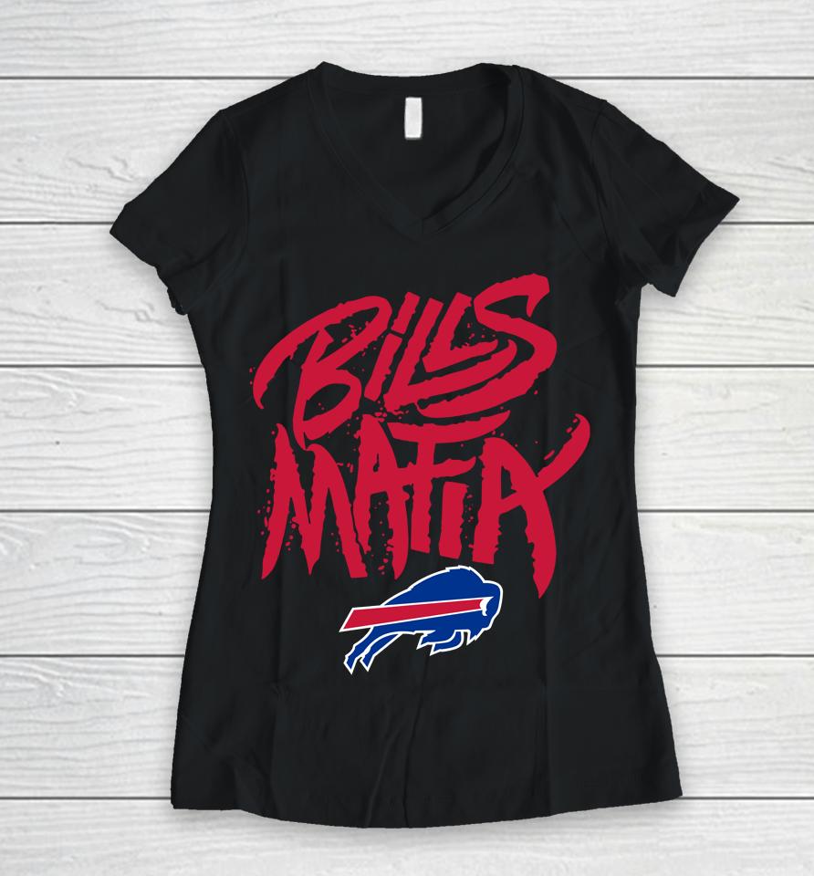 Nfl Shop Bills Mafia Iconic Hometown Graphic Navy Women V-Neck T-Shirt