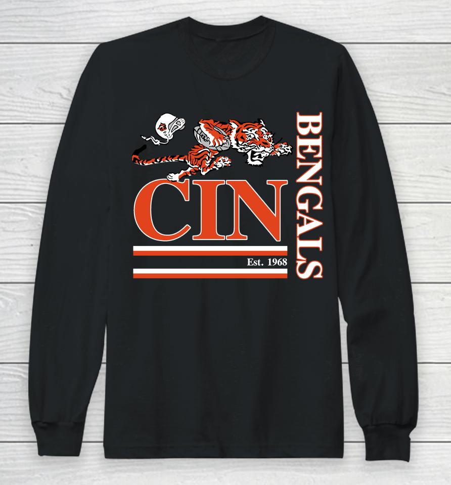 Nfl Shop Cincinnati Bengals Black Wordmark Logo Long Sleeve T-Shirt