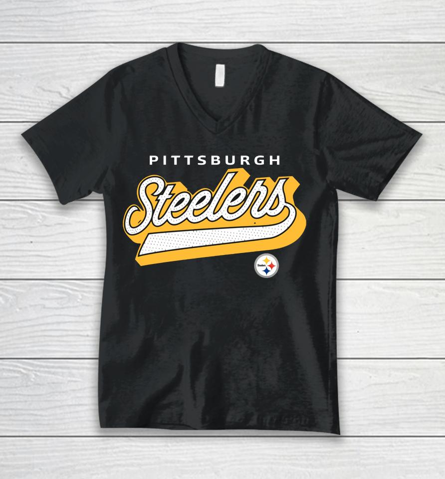 Nfl Shop Fanatics Black Pittsburgh Steelers First Contact Unisex V-Neck T-Shirt