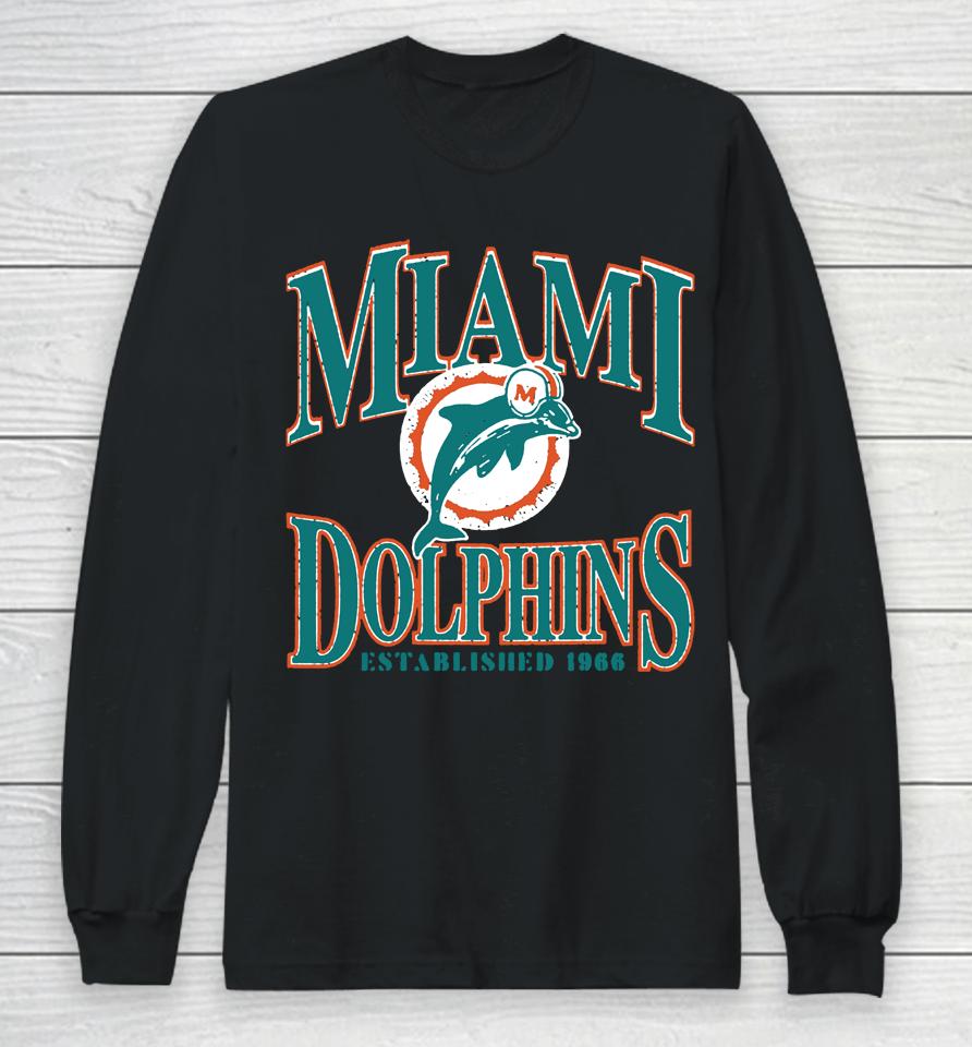 Nfl Shop Men's Miami Dolphins Playability Logo Est 1966 Long Sleeve T-Shirt