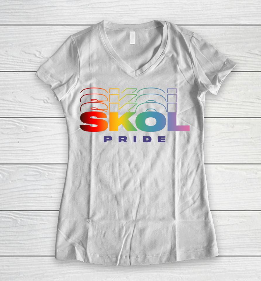 Nfl Shop Minnesota Vikings Fanatics Skol Pride Women V-Neck T-Shirt