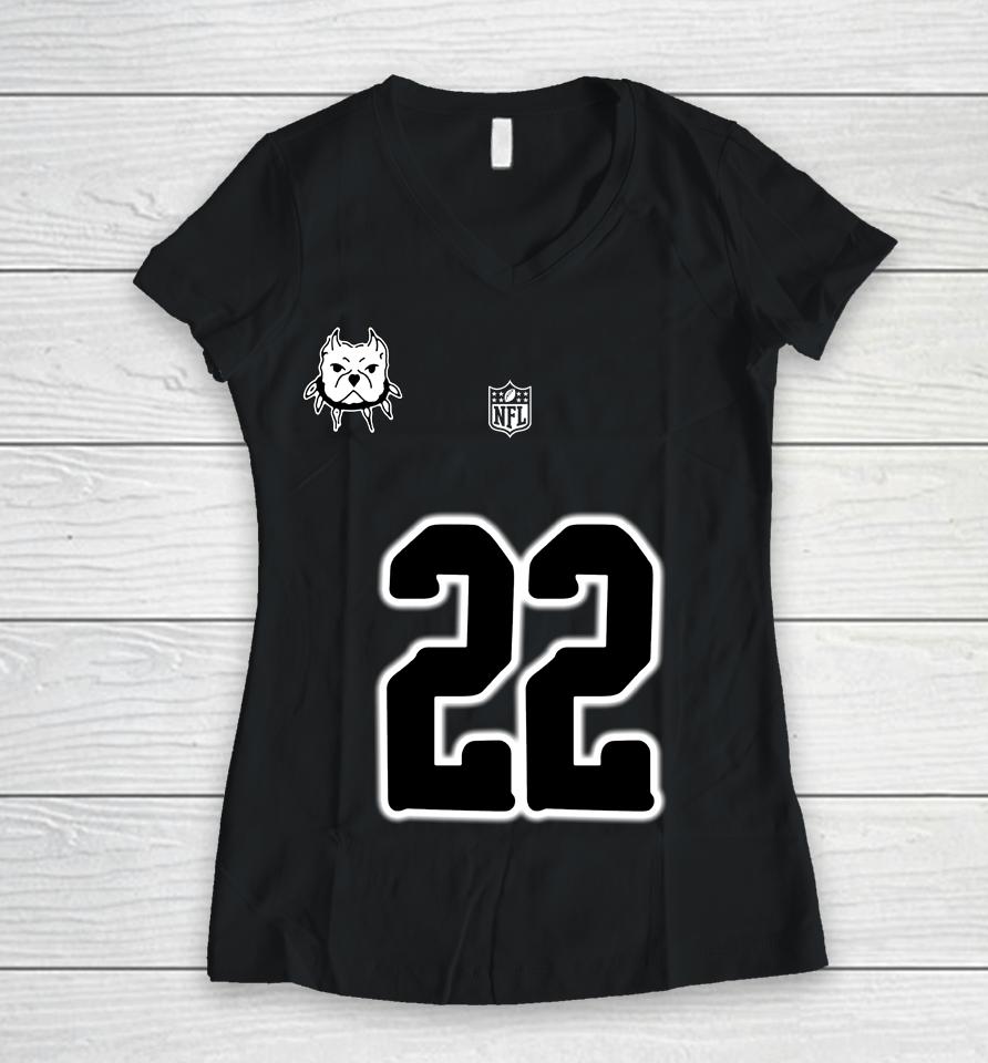 Nfl Shop Por La Cultura Merch New Mitchell And Ness Nfl X Chito Shield Gear 2022 Women V-Neck T-Shirt