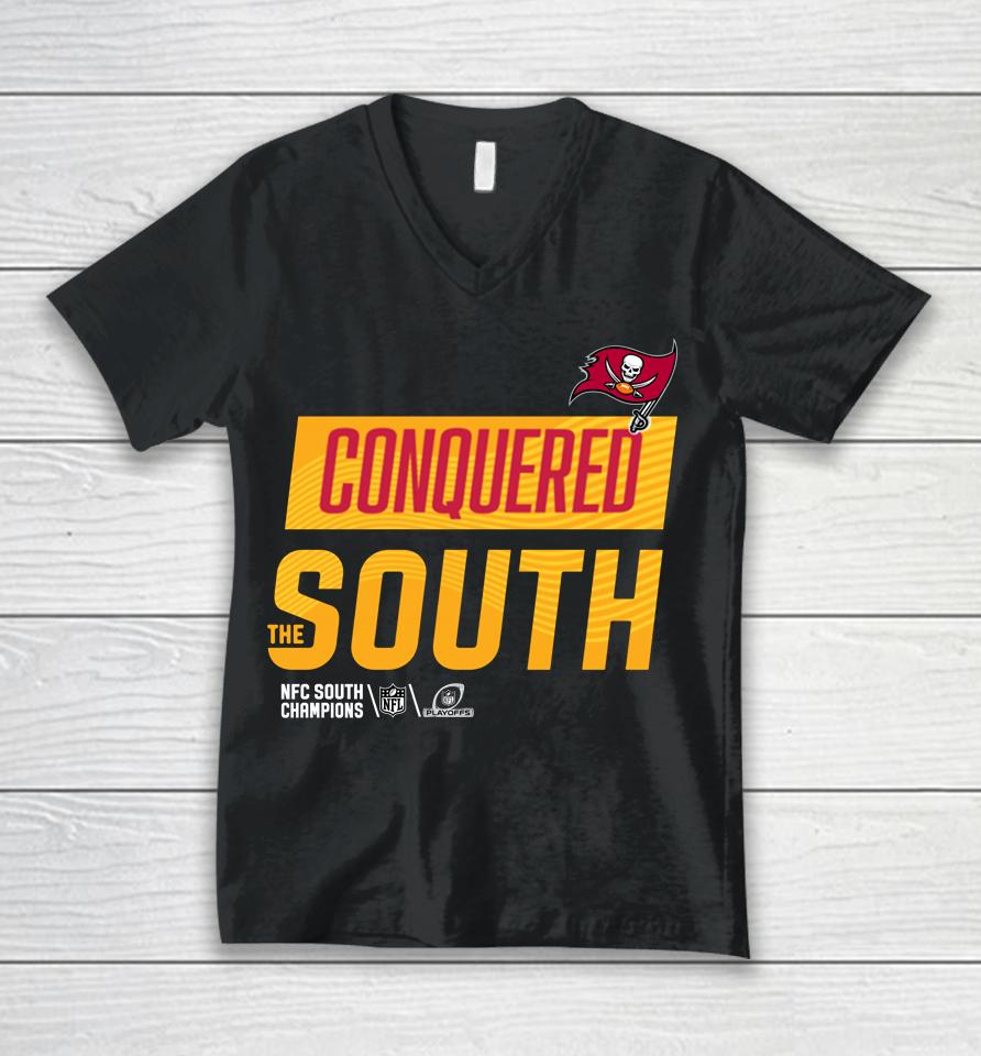 Nfl Shop Tampa Bay Buccaneers 2022 Conquered The South Unisex V-Neck T-Shirt