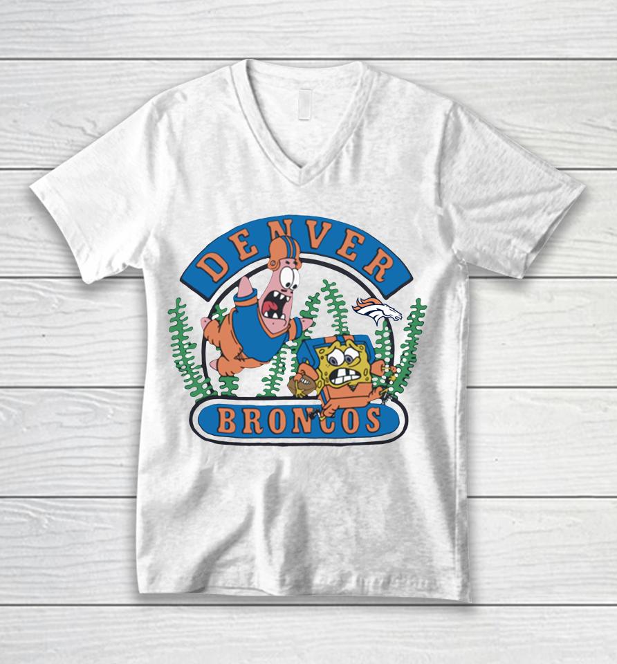 Nfl Spongebob And Patrick X Denver Broncos Unisex V-Neck T-Shirt