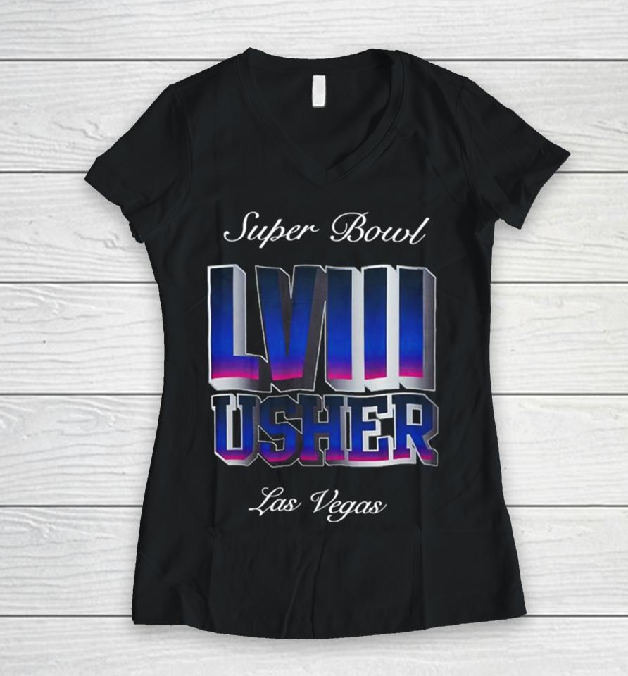 Nfl Super Bowl Lviii X Usher 2024 Women V-Neck T-Shirt