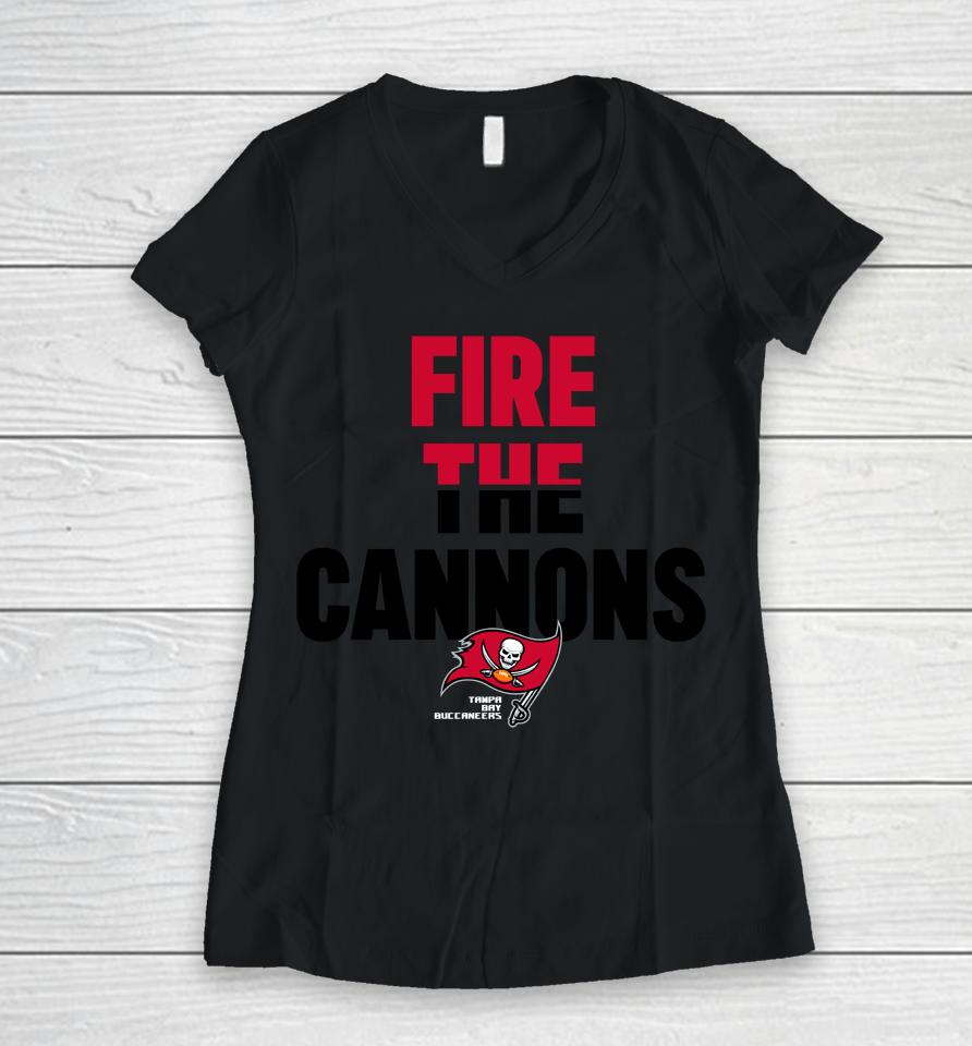 Nfl Tampa Bay Buccaneers Legend Local Phrase Performance Fire The Cannons Women V-Neck T-Shirt