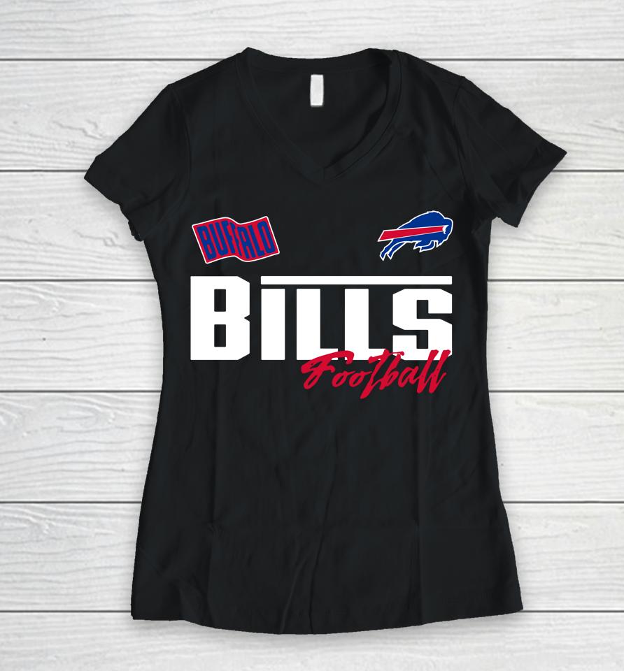 Nfl Team Apparel Buffalo Bills Race Time Royal Women V-Neck T-Shirt