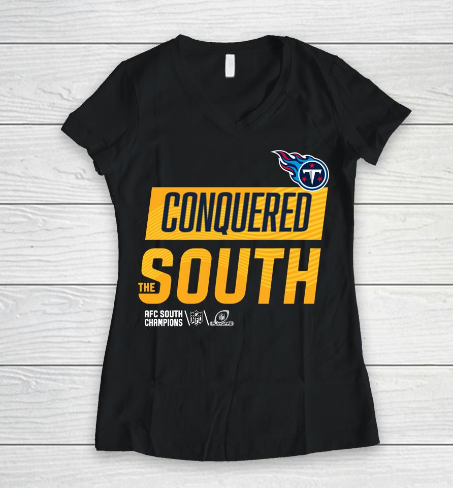 Nfl Tennessee Titans Conquered The South Women V-Neck T-Shirt
