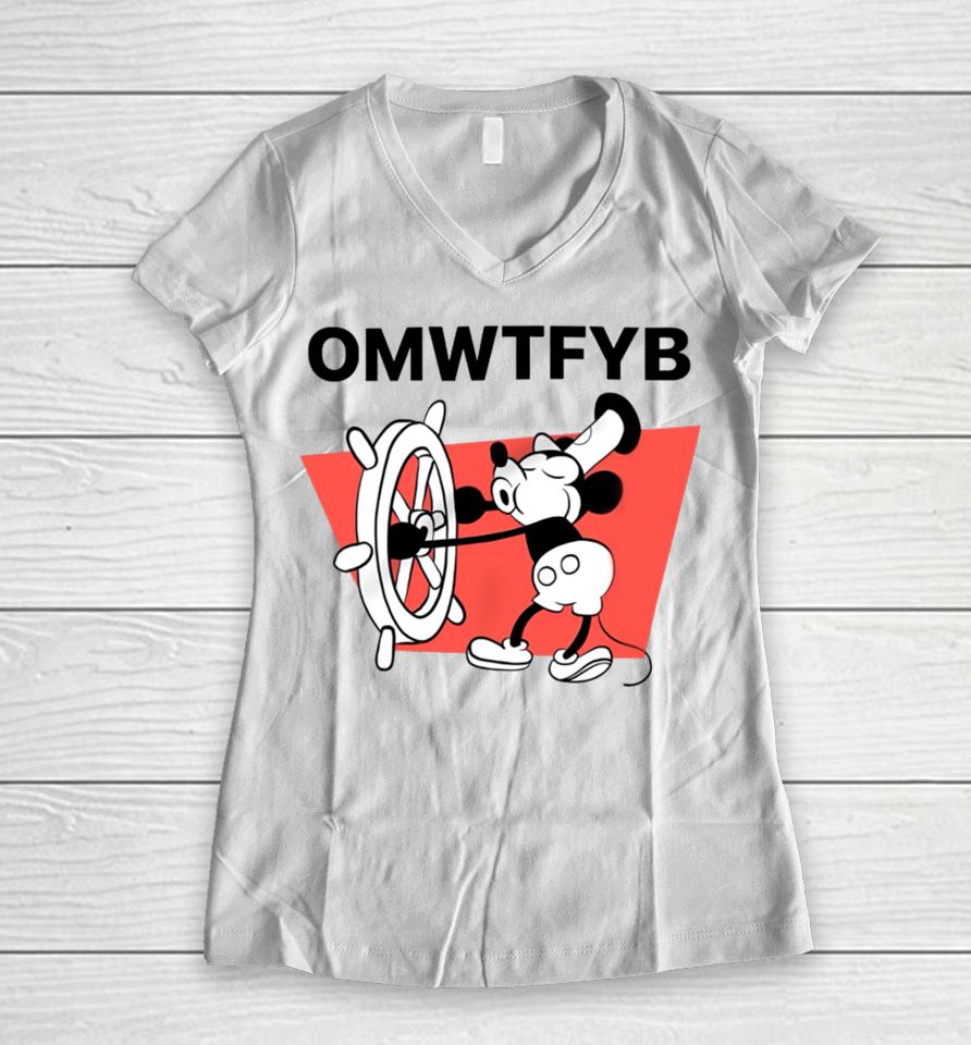 Nhearts Mickey Mouse Omwtfyb Women V-Neck T-Shirt