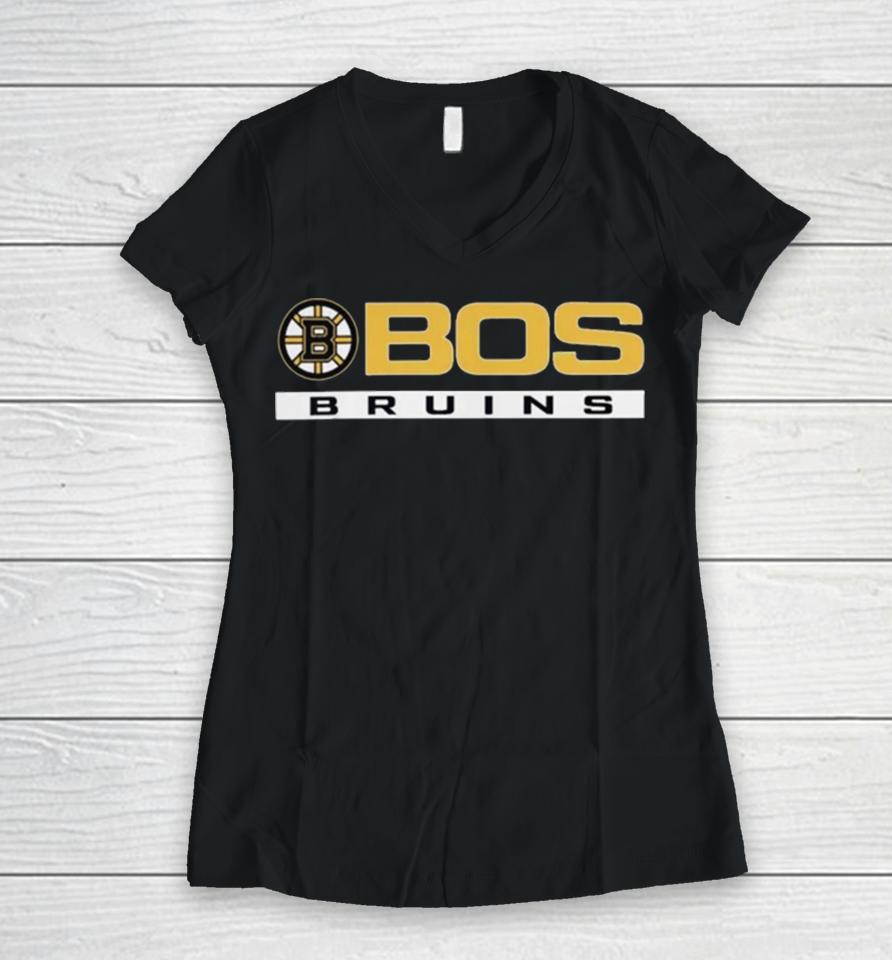 Nhl Boston Bruins Logo Grey Tri Blend Women V-Neck T-Shirt