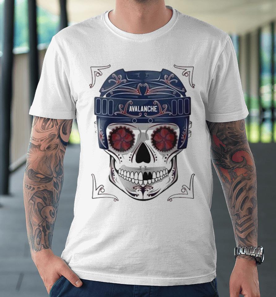 Nhl Colorado Avalanche Skull Dia De Los Muertos Hockey Logo Premium T-Shirt