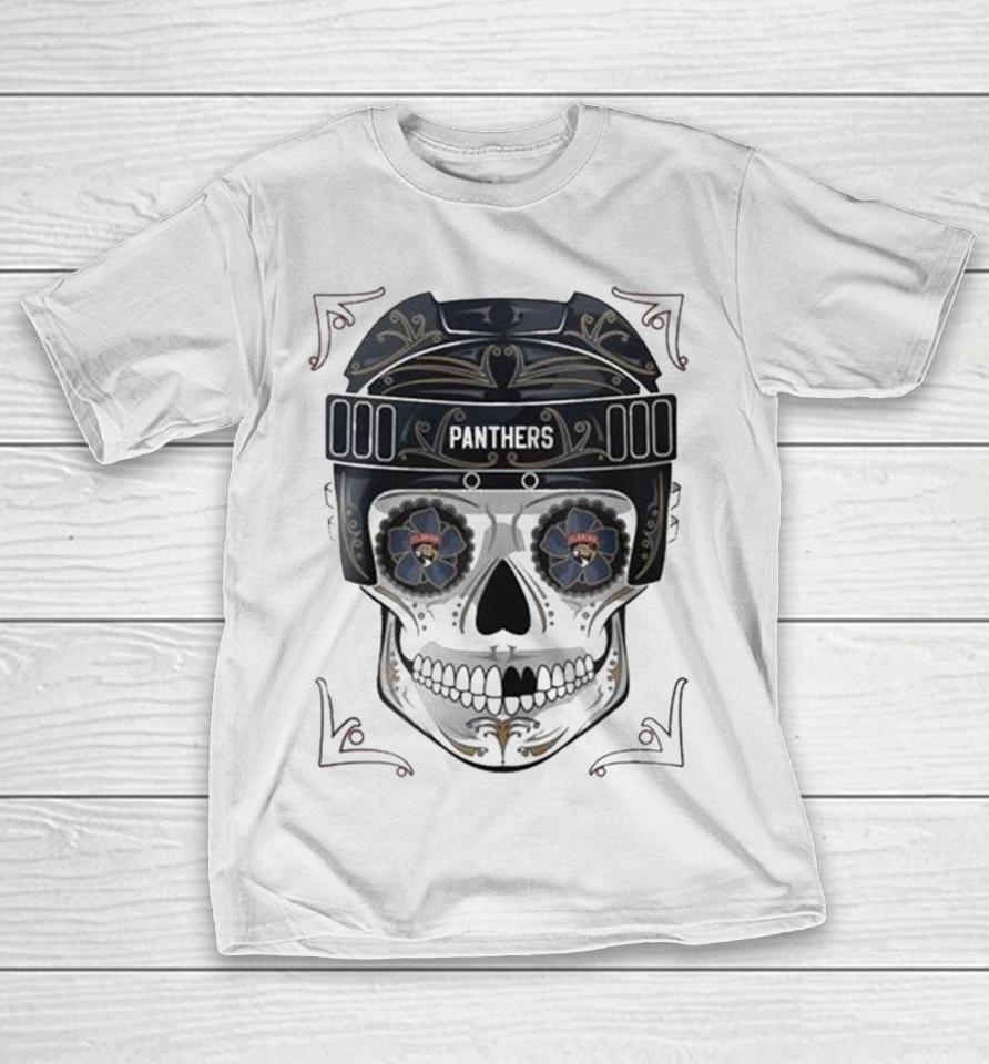 Nhl Florida Panthers Skull Dia De Los Muertos Hockey Logo T-Shirt
