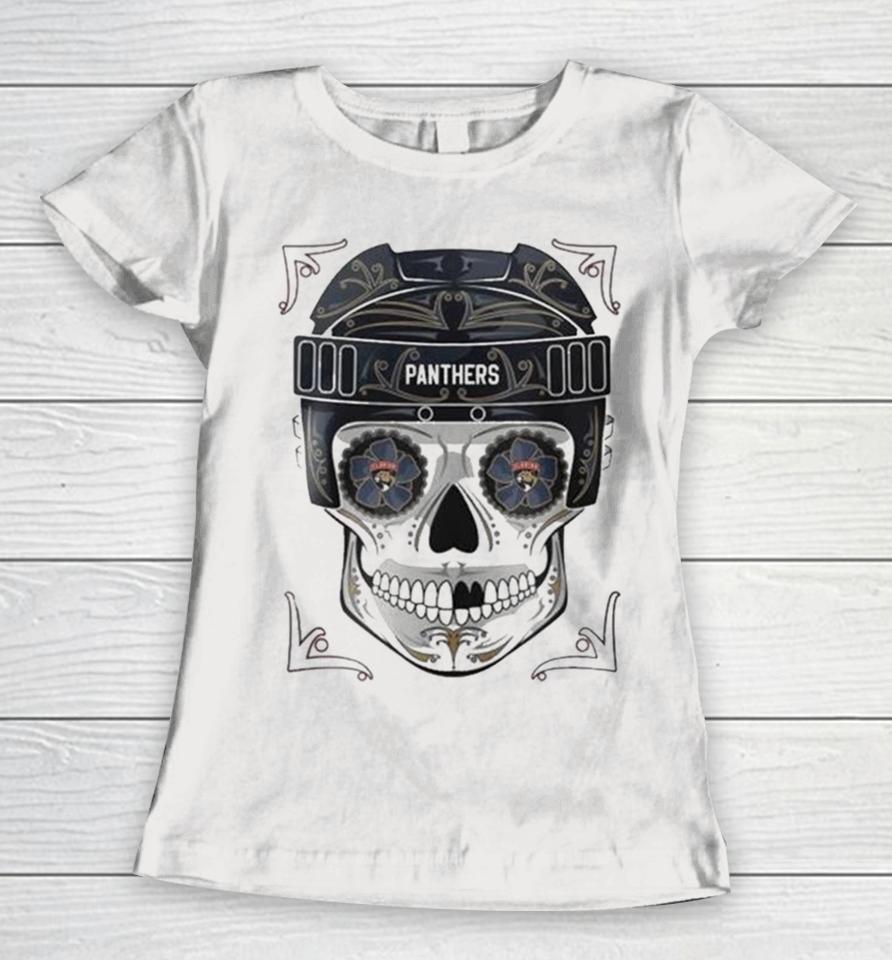 Nhl Florida Panthers Skull Dia De Los Muertos Hockey Logo Women T-Shirt
