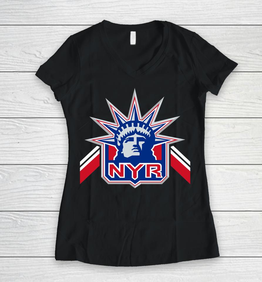 Nhl New York Rangers Fanatics Royal Team Jersey Inspired Women V-Neck T-Shirt