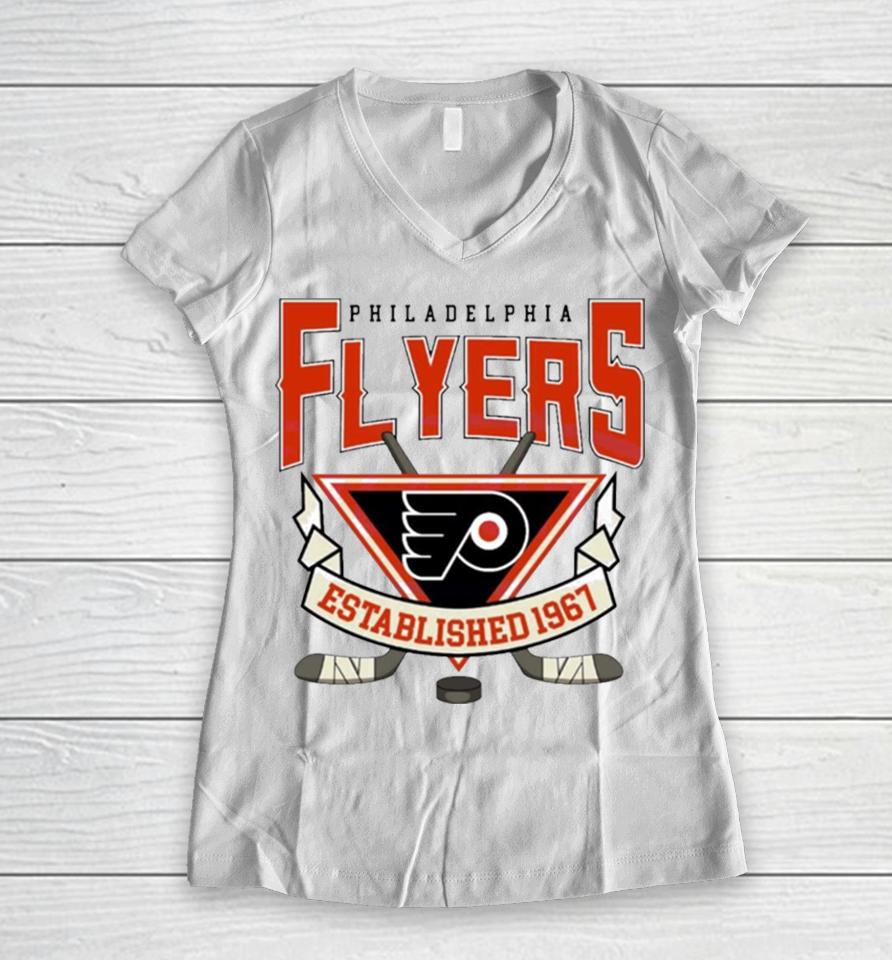 Nhl Philadelphia Flyers Hockey 1967 Vintage Women V-Neck T-Shirt