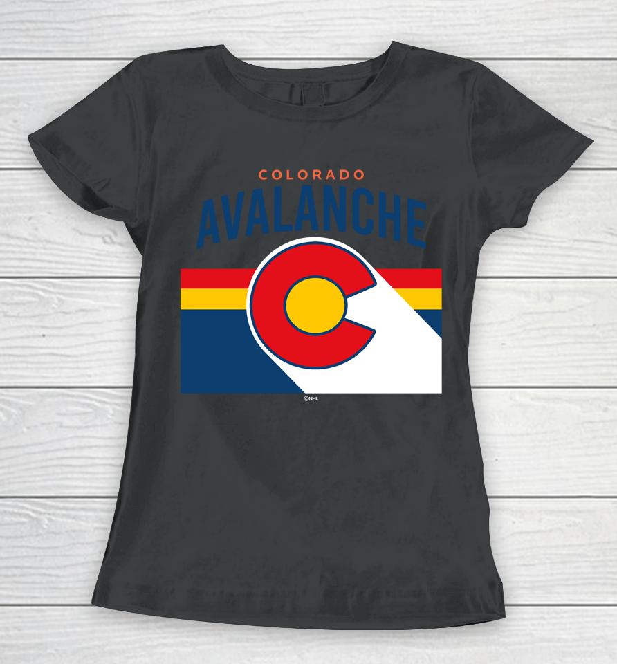 Nhl Shop 2022 Colorado Avalanche Fanatics Branded Charcoal Team Jersey Inspired Women T-Shirt