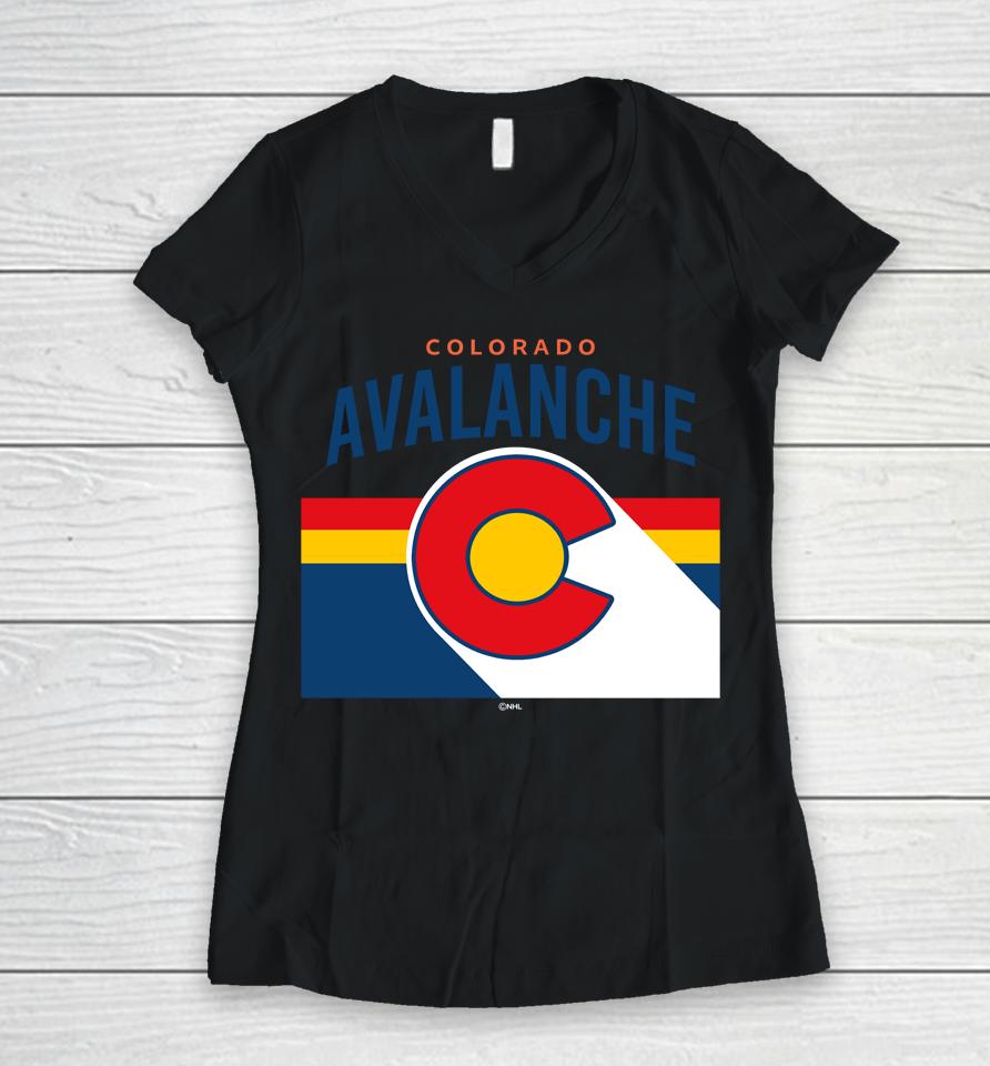 Nhl Shop 2022 Colorado Avalanche Fanatics Branded Charcoal Team Jersey Inspired Women V-Neck T-Shirt