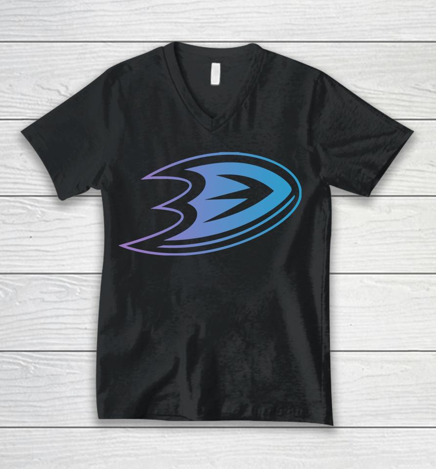 Nhl Shop Anaheim Ducks Levelwear Richmond Iridescent Black Unisex V-Neck T-Shirt