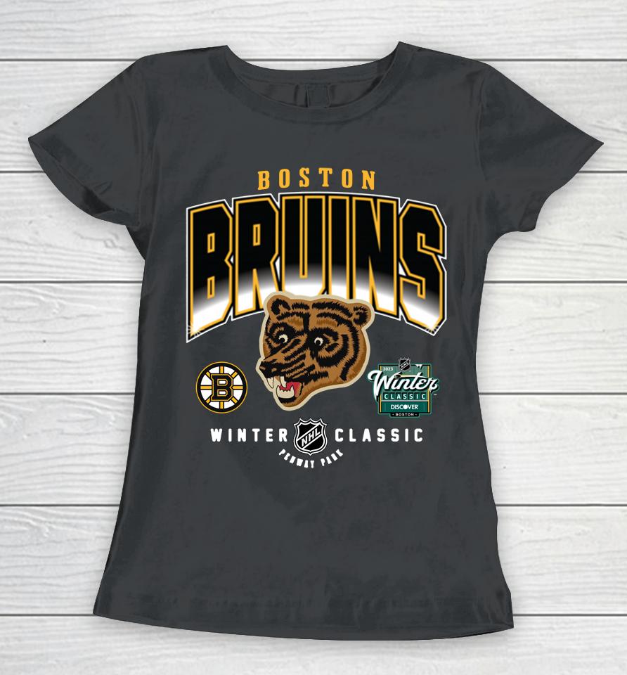 Nhl Shop Boston Bruins 2023 Nhl Winter Classic Fenway Pack Women T-Shirt