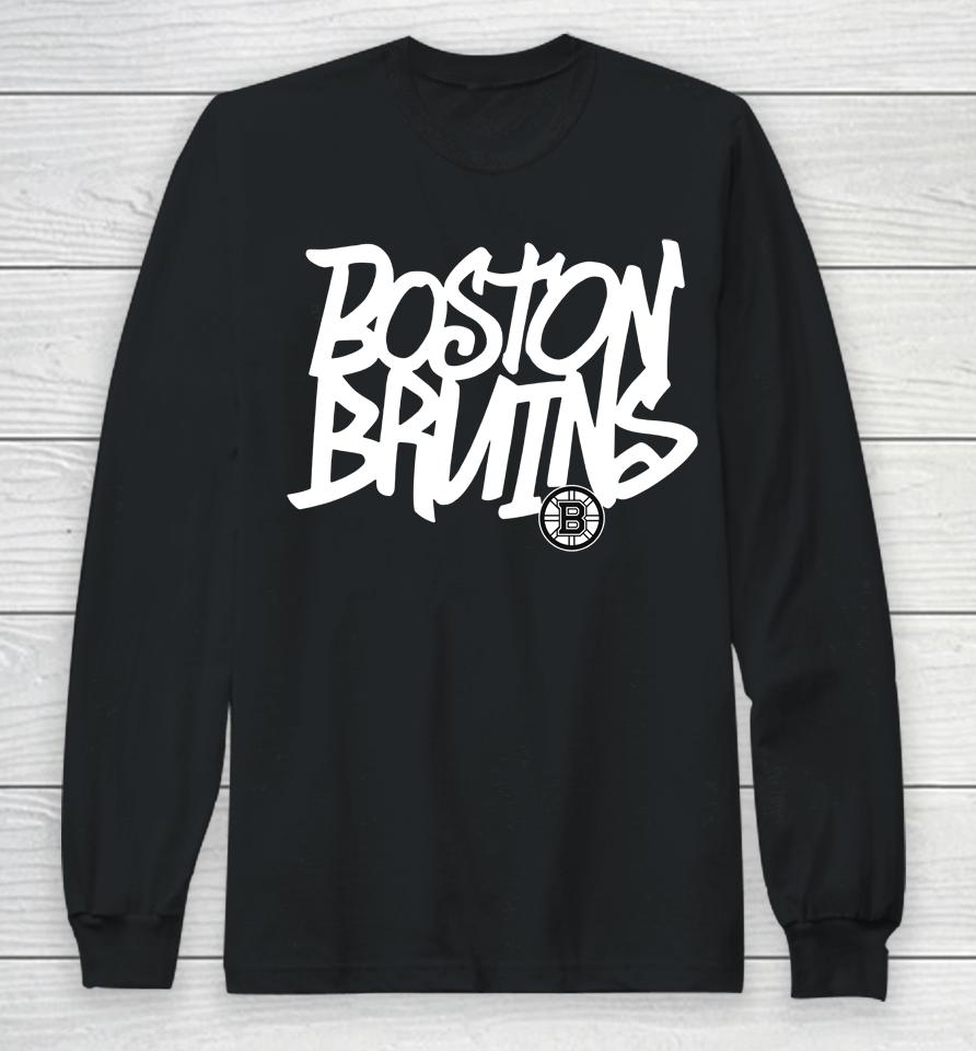 Nhl Shop Boston Bruins Levelwear Black Richmond Graffiti Long Sleeve T-Shirt
