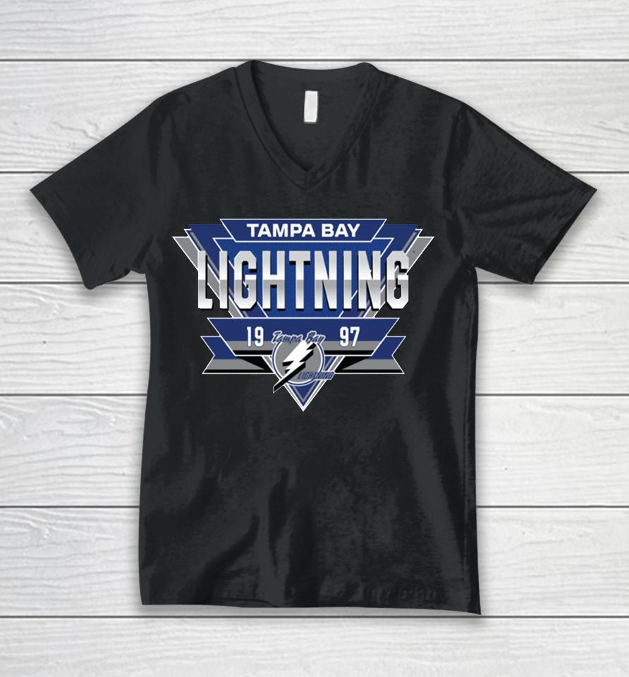 Nhl Shop Men's Tampa Bay Lightning White Reverse Retro 20 Fresh Playmaker Unisex V-Neck T-Shirt