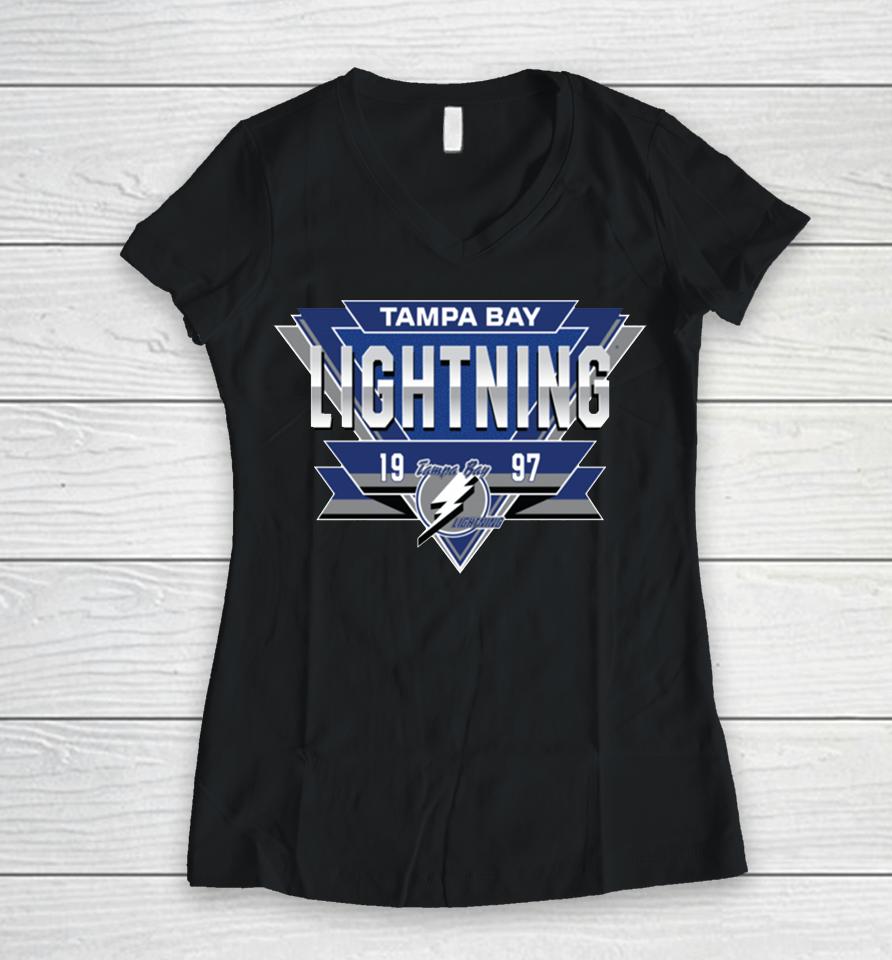 Nhl Shop Men's Tampa Bay Lightning White Reverse Retro 20 Fresh Playmaker Women V-Neck T-Shirt