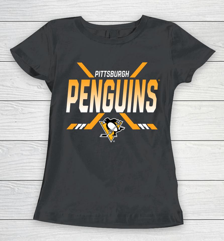 Nhl Shop Pittsburgh Penguins Fanatics Branded Black Covert Women T-Shirt
