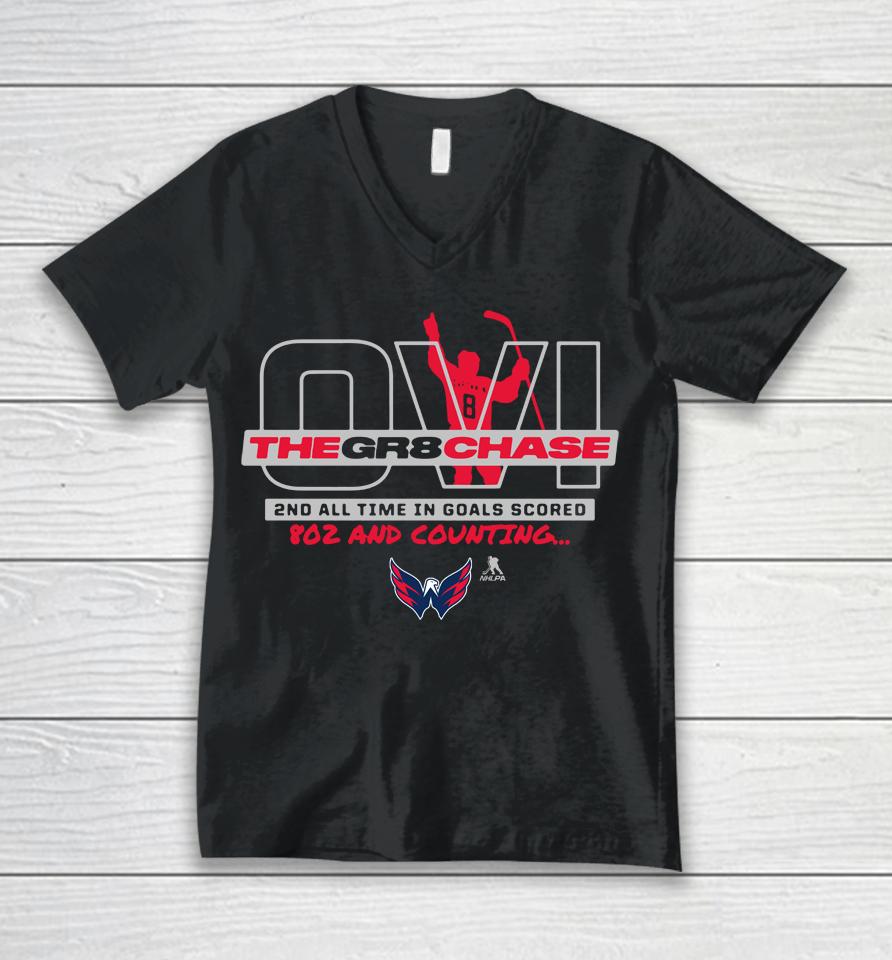 Nhl Shop Washington Capitals Hockey Alexander Ovechkin The Gr8 Chase Unisex V-Neck T-Shirt
