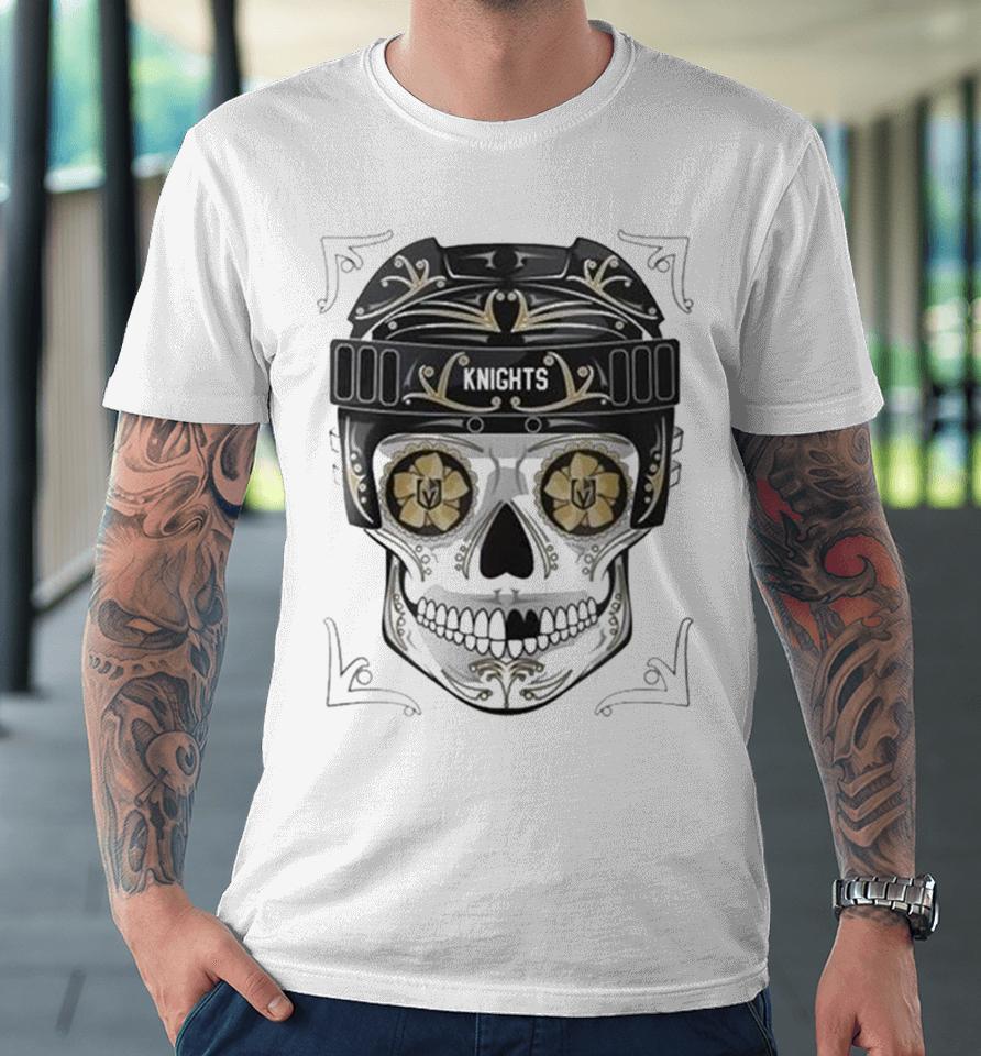 Nhl Vegas Golden Knights Skull Dia De Los Muertos Hockey Logo Premium T-Shirt