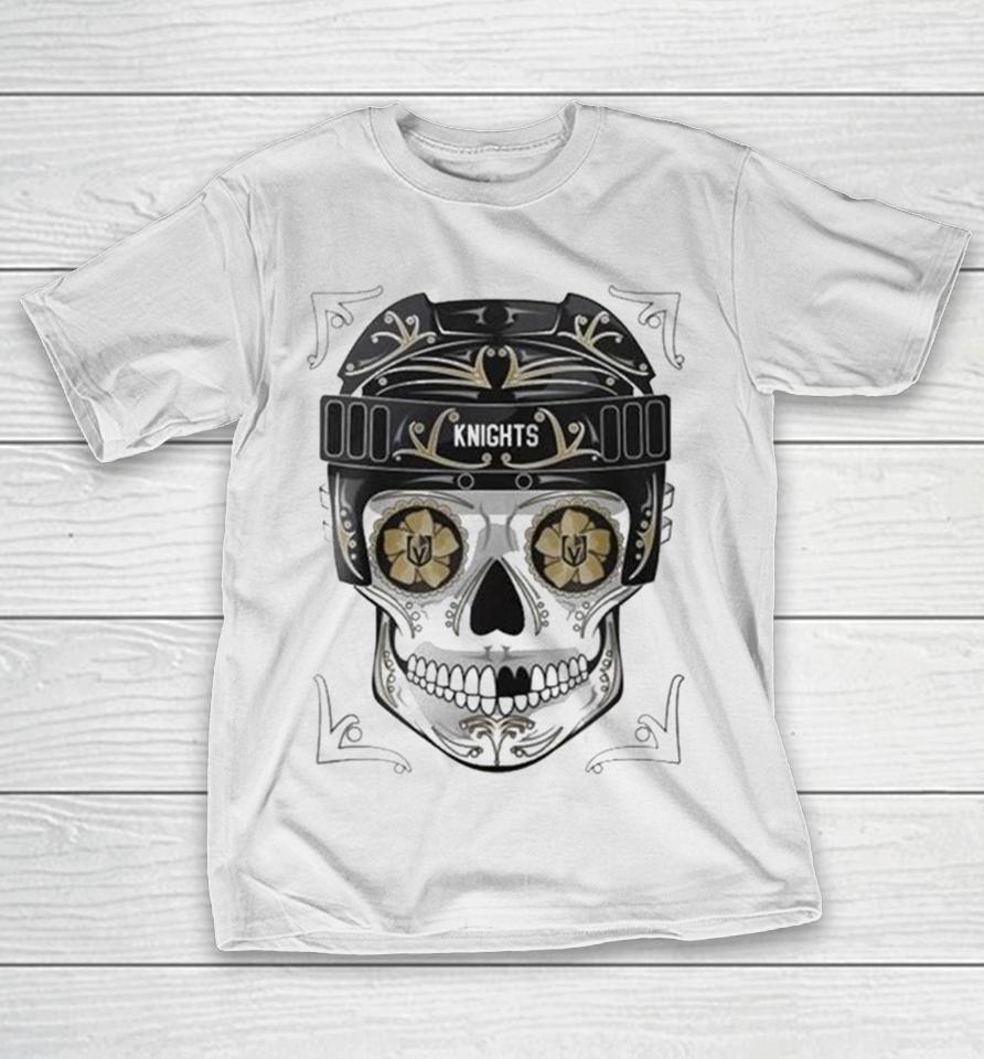 Nhl Vegas Golden Knights Skull Dia De Los Muertos Hockey Logo T-Shirt