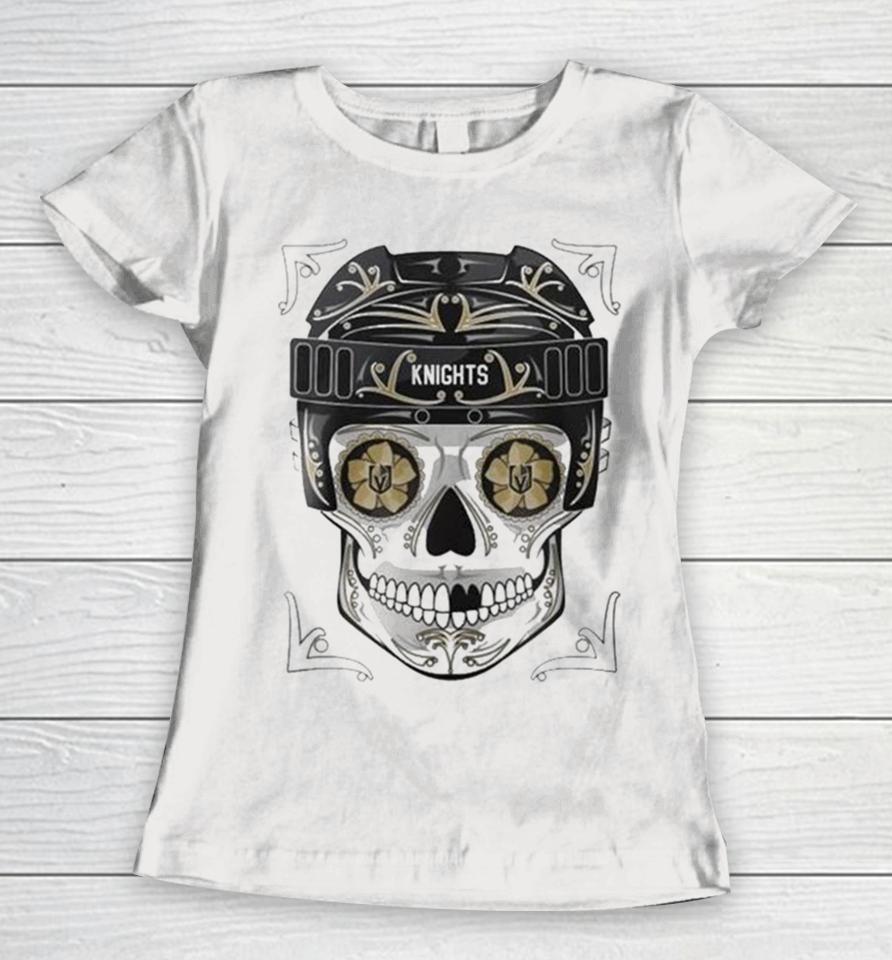 Nhl Vegas Golden Knights Skull Dia De Los Muertos Hockey Logo Women T-Shirt