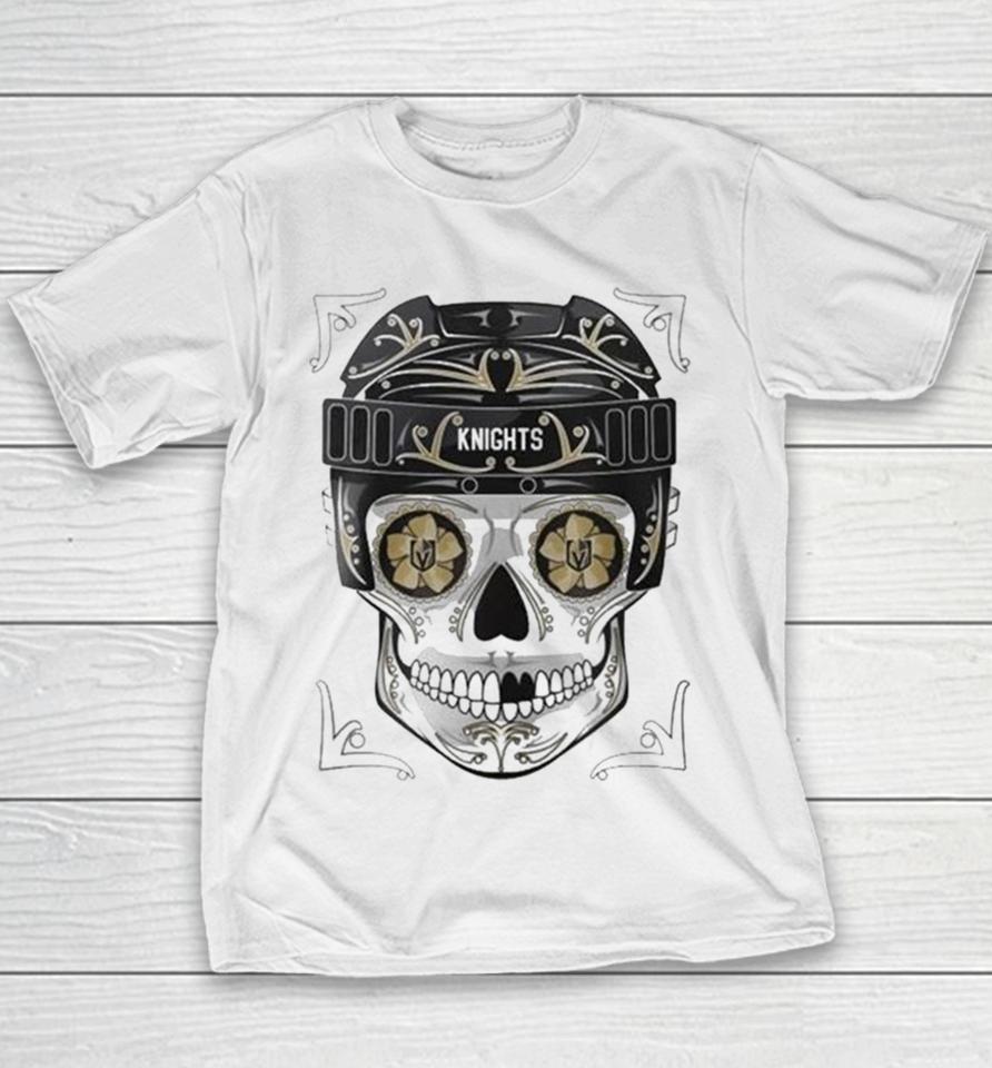 Nhl Vegas Golden Knights Skull Dia De Los Muertos Hockey Logo Youth T-Shirt