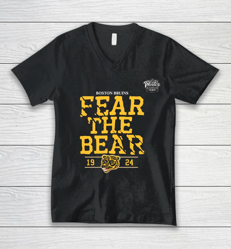Nhl Winter Classic 2023 Boston Bruins Fear The Bear Unisex V-Neck T-Shirt
