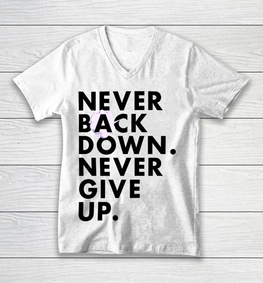 Nick Eh 30 Wearing Never Back Down Never Give Up Unisex V-Neck T-Shirt