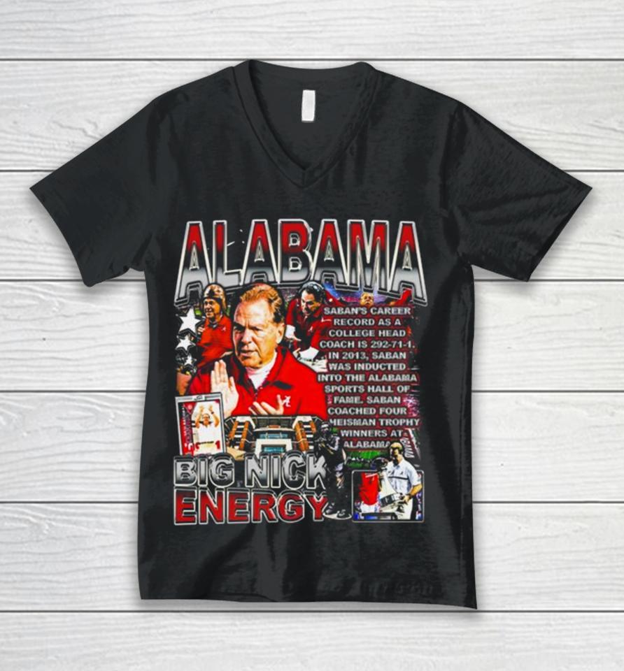 Nick Saban Coach Alabama Crimson Tide Football 2024 Big Nick Energy Unisex V-Neck T-Shirt