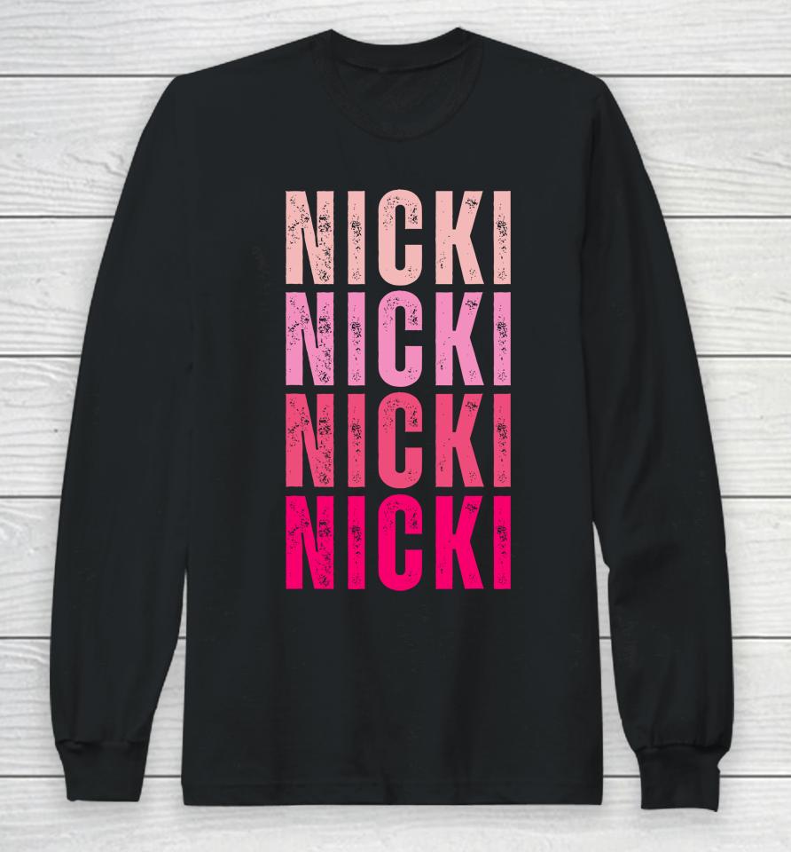 Nicki I Love Nicki Vintage Personalized Name Long Sleeve T-Shirt