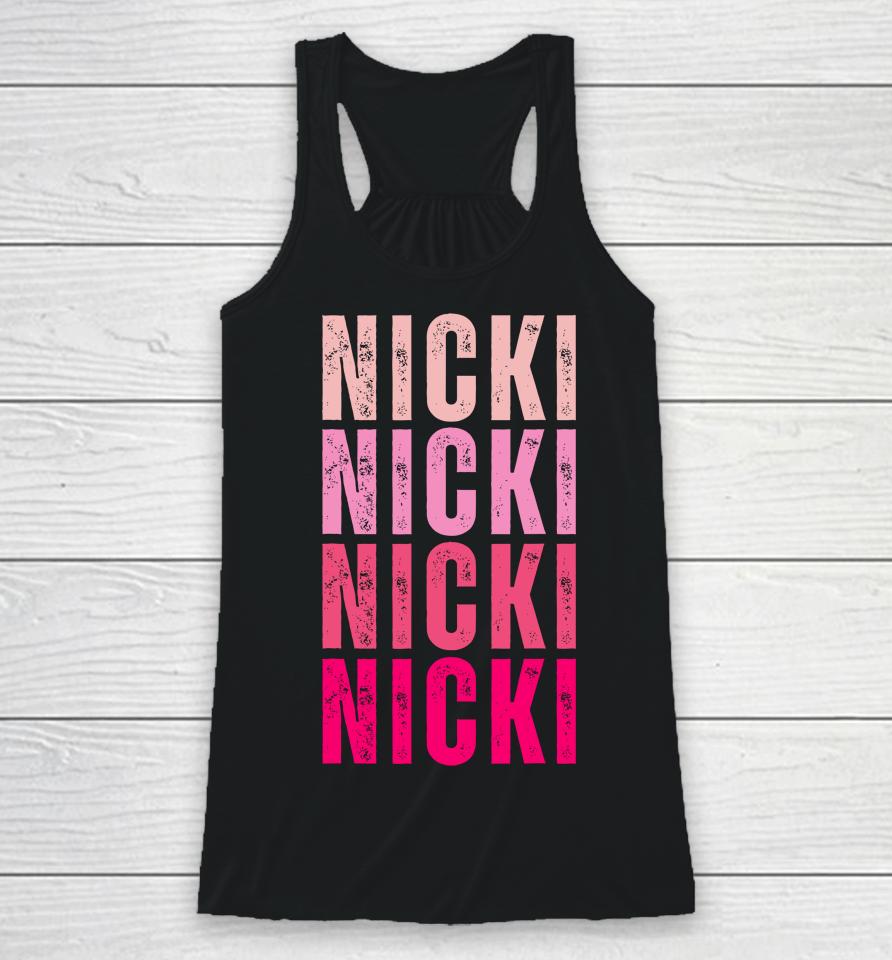 Nicki I Love Nicki Vintage Personalized Name Racerback Tank