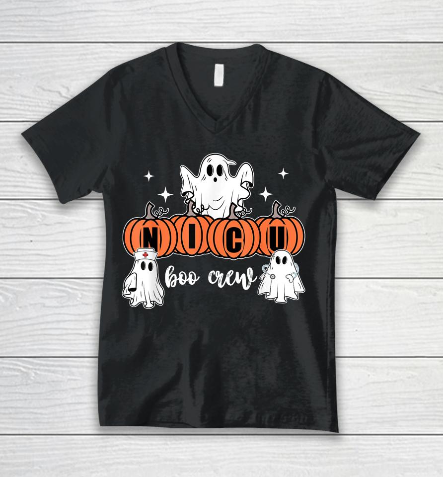Nicu Nurse Boo Crew Nursing Halloween Cute Ghosts Pumpkins Unisex V-Neck T-Shirt
