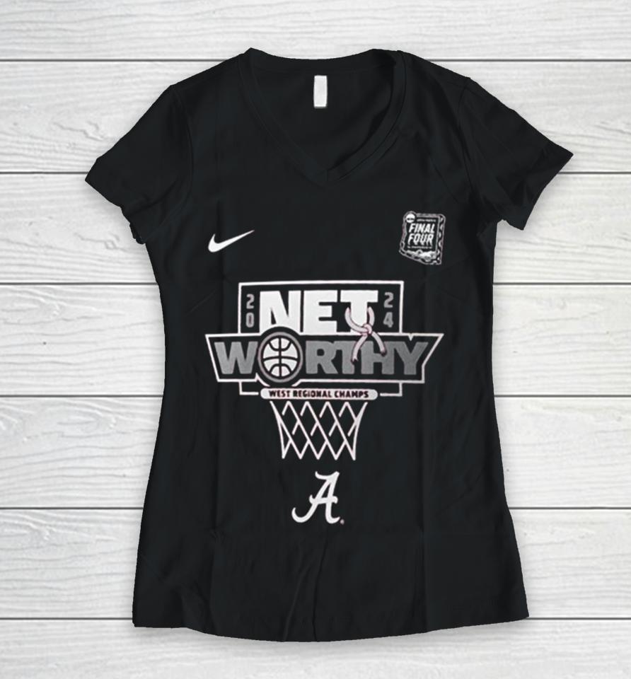 Nike Alabama Crimson Tide 2024 Ncaa Men’s Basketball Tournament March Madness Final Four Regional Champions Women V-Neck T-Shirt