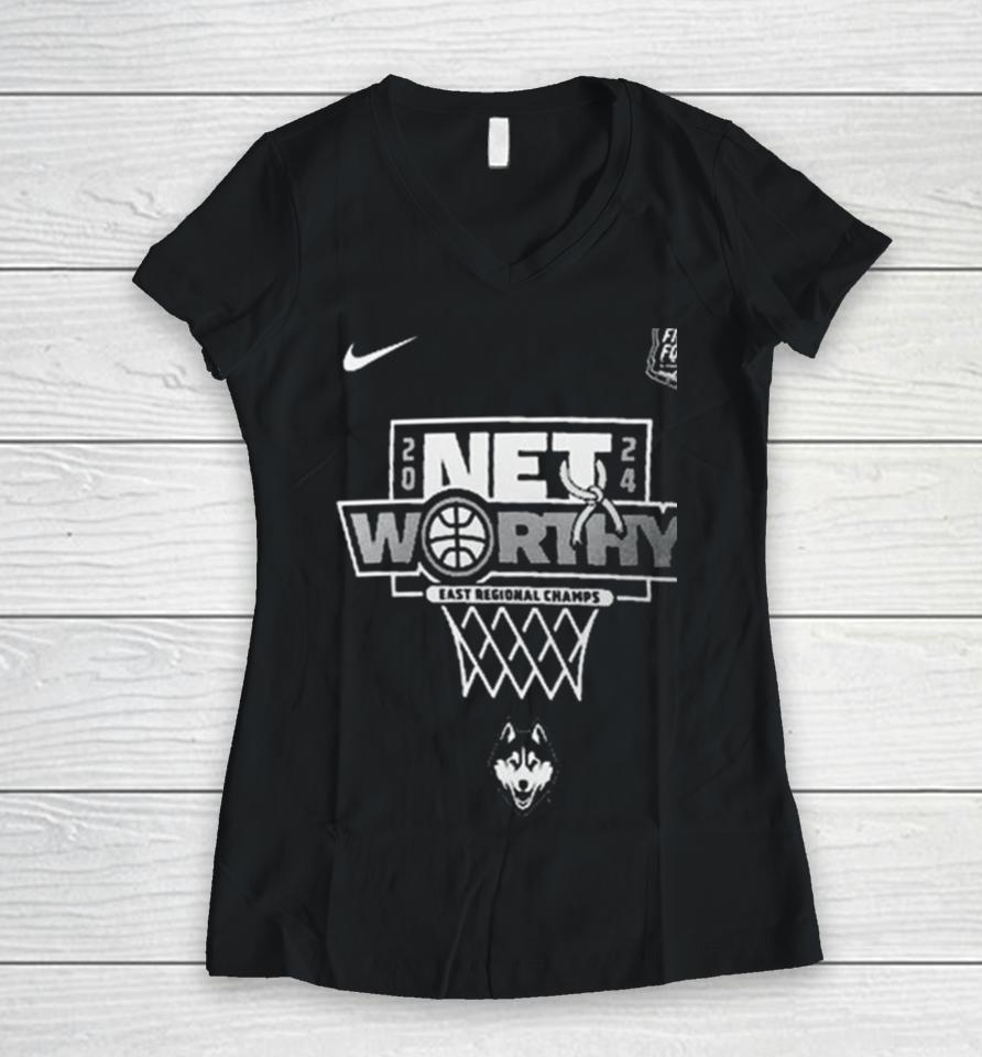 Nike Uconn Huskies 2024 Ncaa Men’s Basketball Tournament March Madness Final Four Regional Champions Women V-Neck T-Shirt