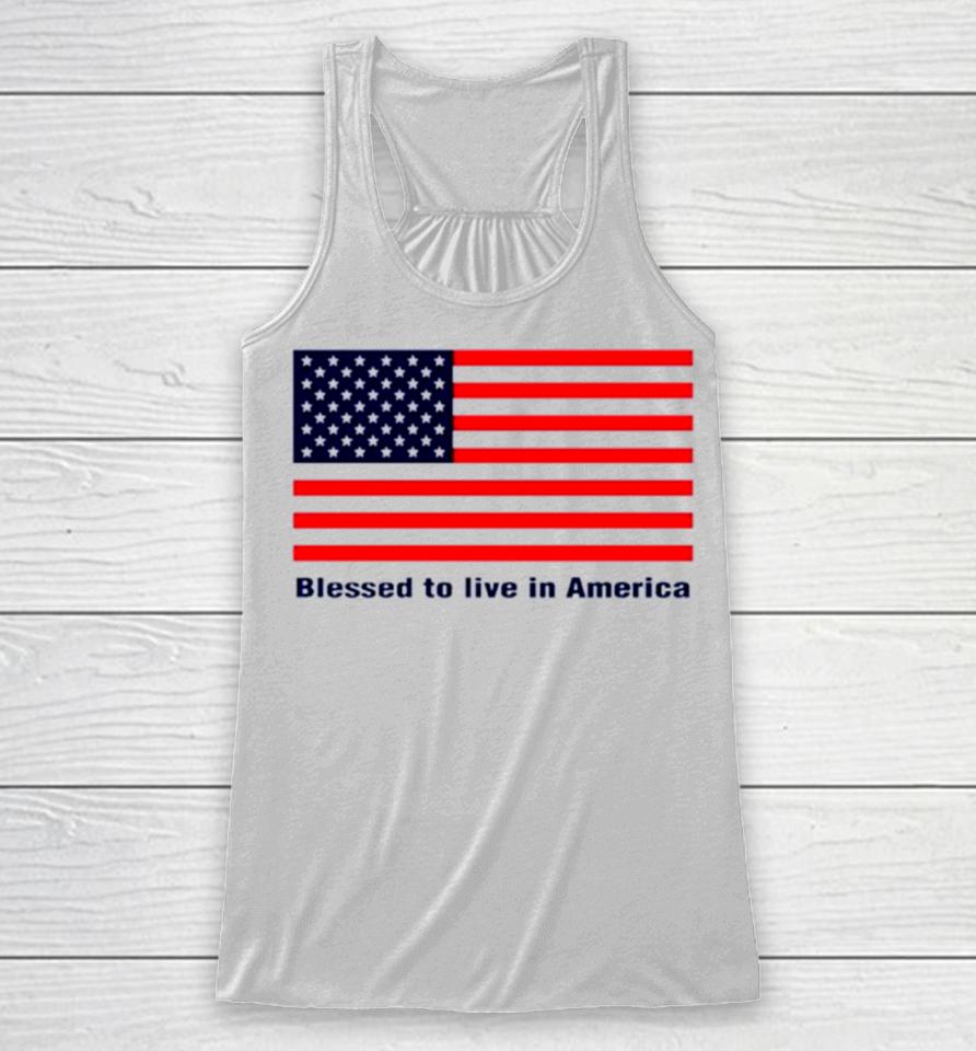 Nikki Haley 2024 Blessed To Live In America Flag Racerback Tank