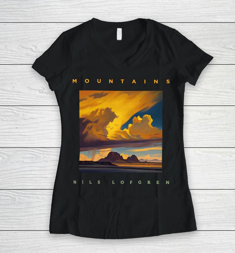 Nils Lofgren Mountains Women V-Neck T-Shirt
