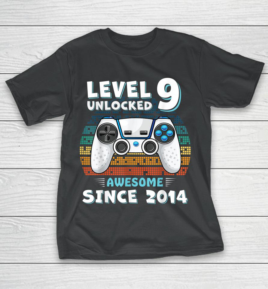 Nine 9Yr Bday Son Boy Funny Gamer 9Th 9 Year Old Birthday T-Shirt