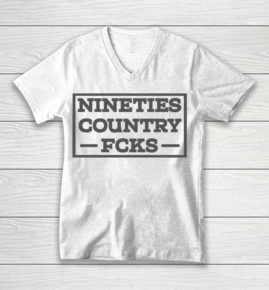 Nineties Country Fucks  Whiskey Riff Shop Merch Unisex V-Neck T-Shirt